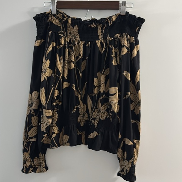 Lauren by Ralph Lauren NWT Black and Beige Off the Shoulder Blouse - Picture 4 of 9